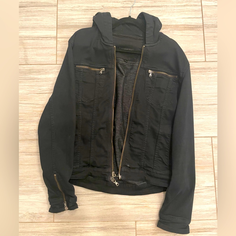 John Varvatos Hooded Zip-Front Knit Jacket M
